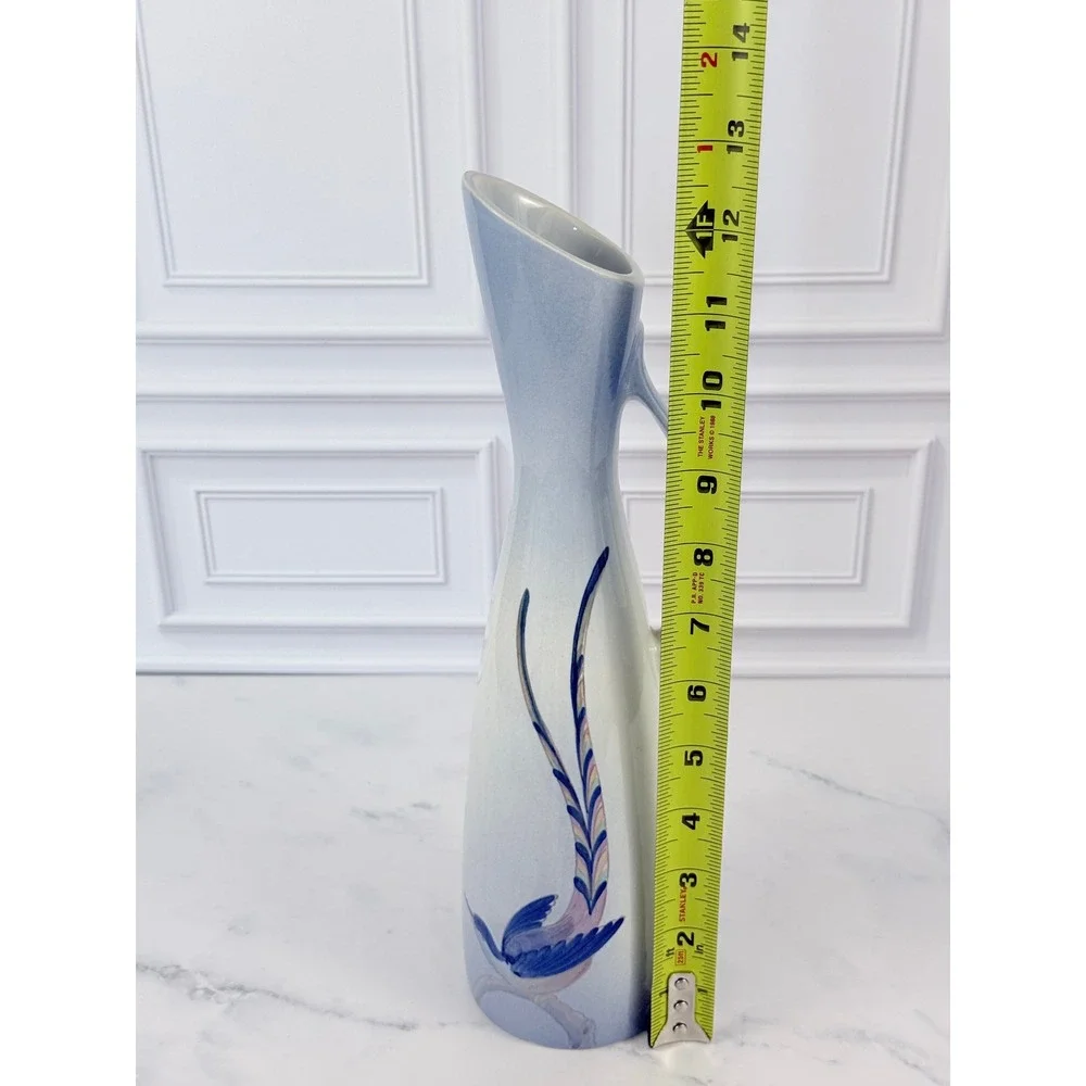 VTG Royal Jubilee Hand Painted Holland Slender Vase Pitcher Bird of Paradise